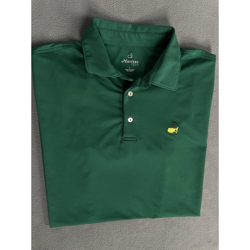 Masters Tech Short Sleeve Golf Polo Shirt Men Sz Lrg Green